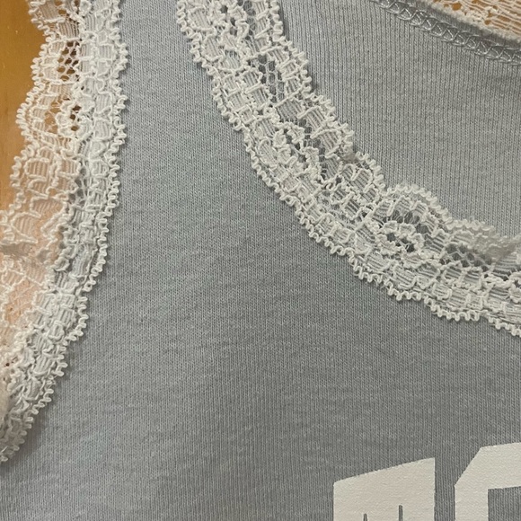 Brandy Melville Light Blue Lace Trim Japan Exclusive “Tokyo” Tank Top - Picture 3 of 5